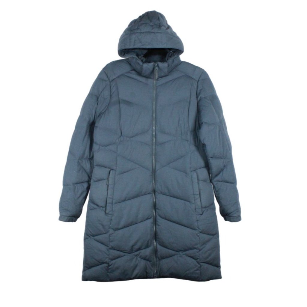 Ll Bean Blue Polyester Stretch Full Zipper Down Puffer Hooded Coat M